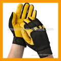 Full Finger Soft Cowhide Grain Leather Mechanic Gloves Leather Palm